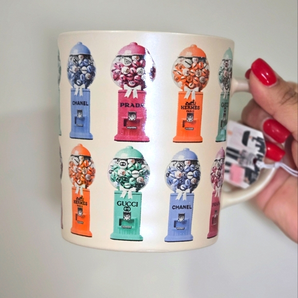 Amanda Wood Other - NWT white mug, gum ball machines designer names printed on, ceramic